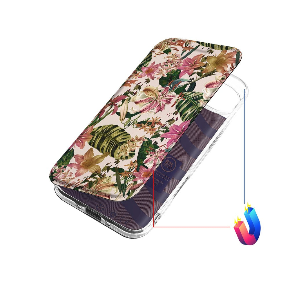 Apple iPhone Air Standcase Hoesje Flowers design bloemen bovenaanzicht