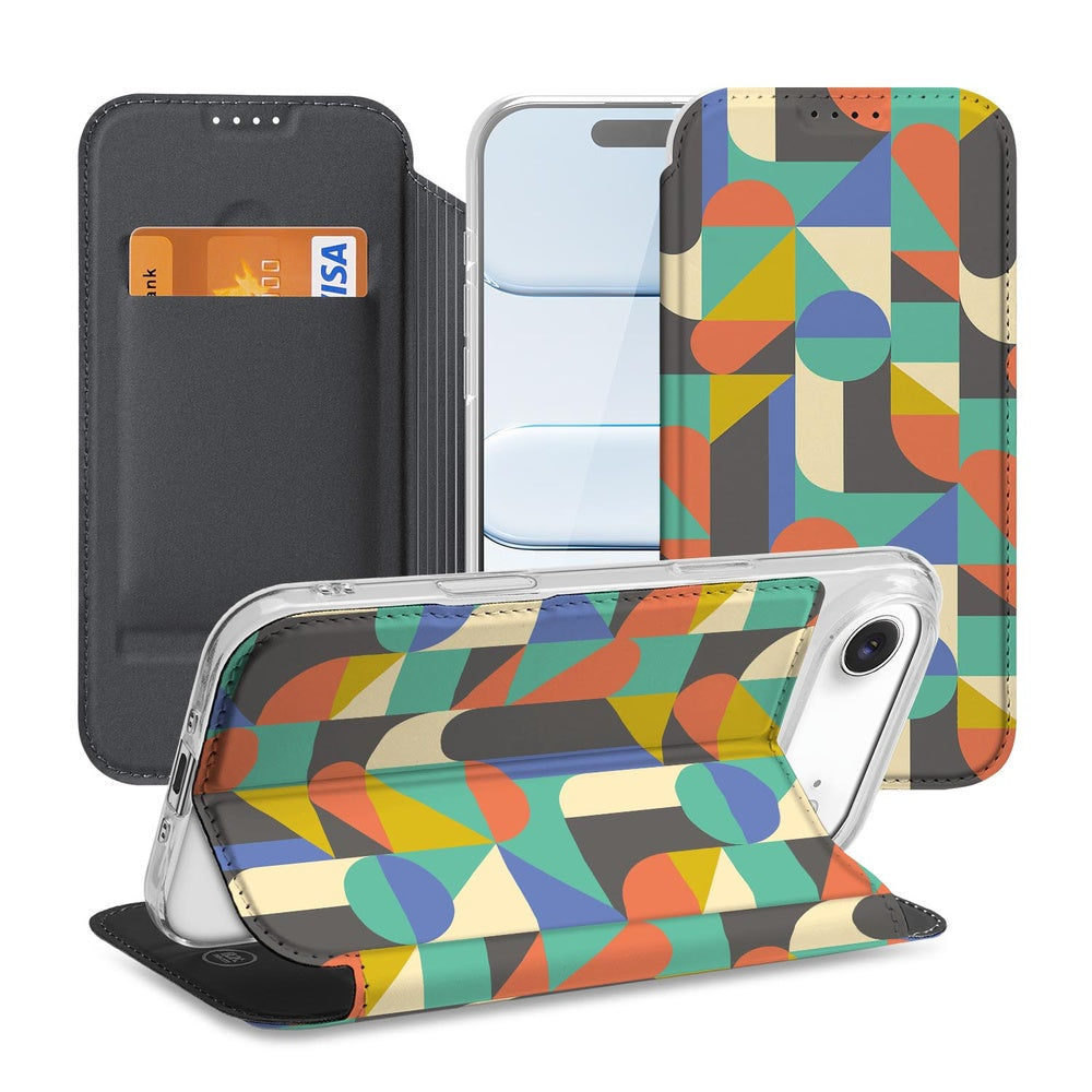 Apple iPhone Air Book Case Funky Retro design patroon kleurrijk