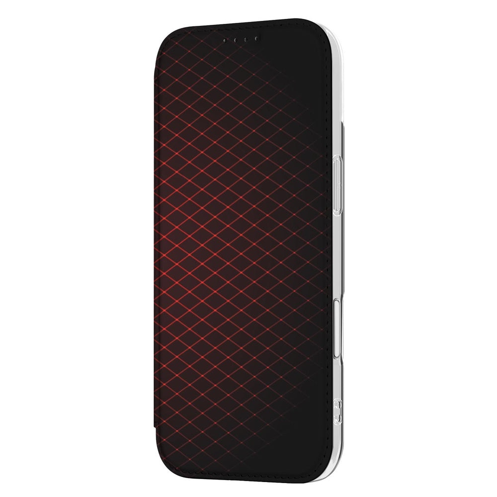 Book Cover iPhone Air Geruit Rood hoesje geruit rood zwart zijaanzicht