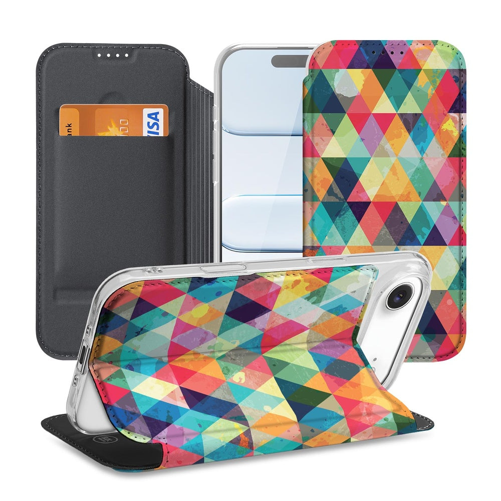 Book Case Apple iPhone Air Geruit kleurrijk ruitjespatroon praktisch design