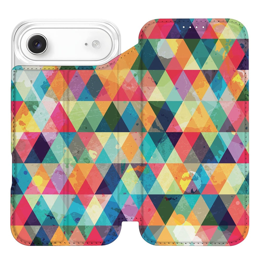Book Case Apple iPhone Air Geruit hoesje kleurrijk ruit patroon vooraan