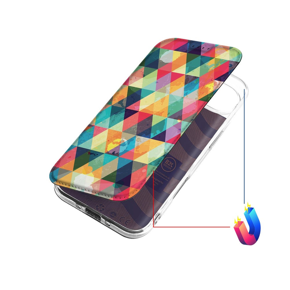 Apple iPhone Air Book Case Geruit kleurrijke driehoeken bovenaanzicht