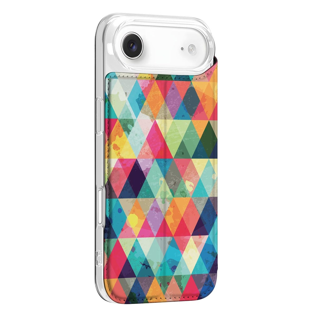Apple iPhone Air Book Case Geruit kleurrijke driehoeken zijkant