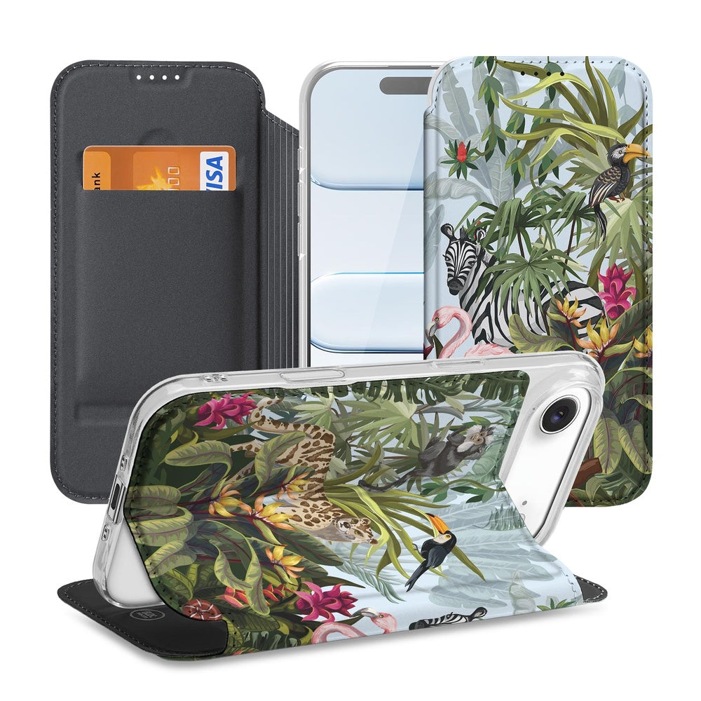 Apple iPhone Air Book Wallet Case Jungle design voorzijde