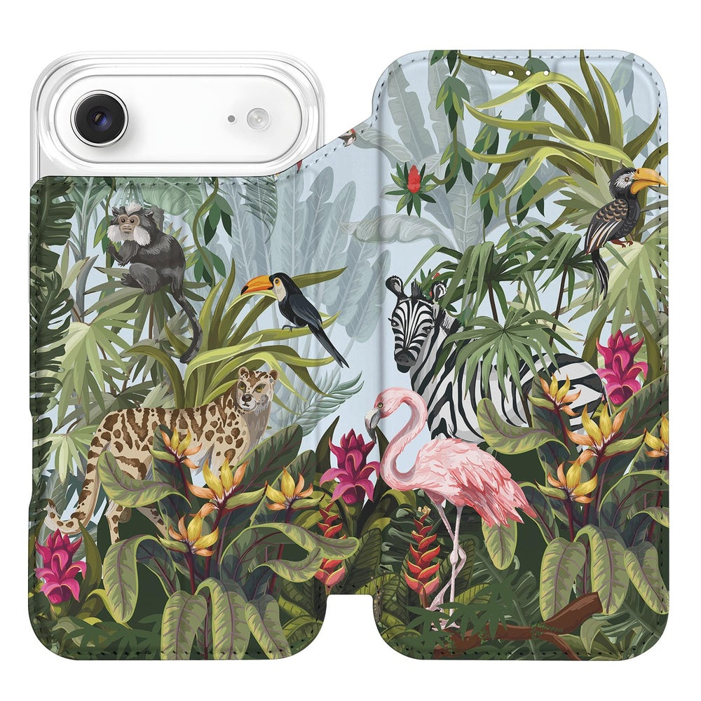 Apple iPhone Air Book Wallet Case Jungle design voorzijde