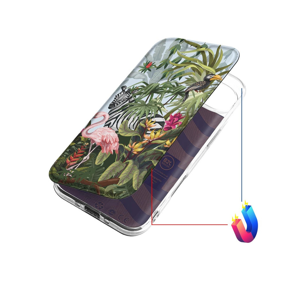 Apple iPhone Air Book Wallet Case Jungle design voorkant