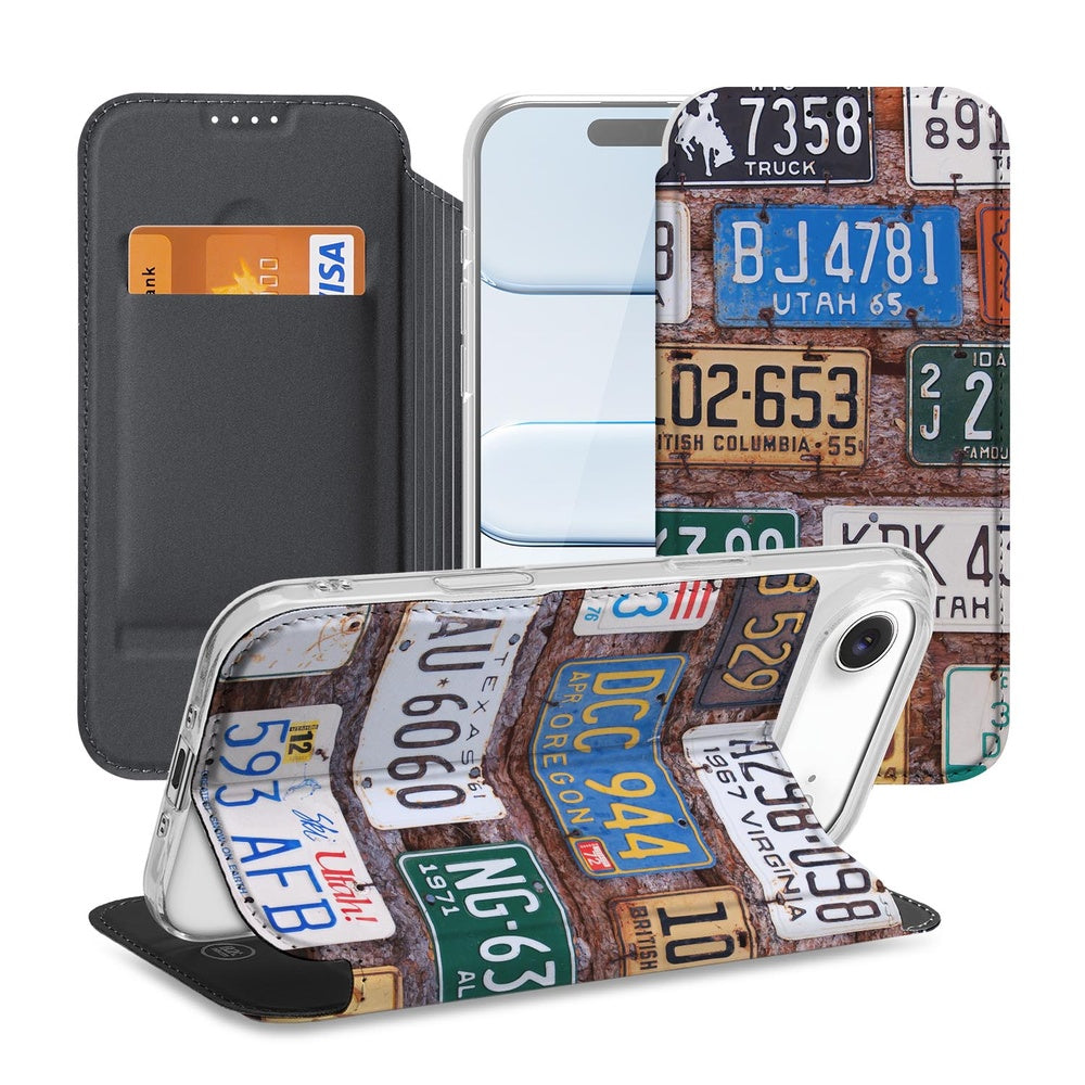Apple iPhone Air Book Wallet Case Kentekenplaten voorzijde achterzijde zijkant