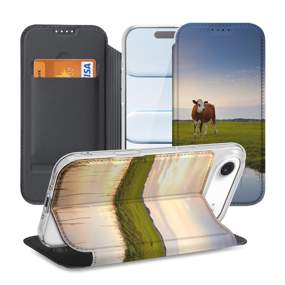Apple iPhone Air Book Case Koe design koeienlandschap vooraanzicht