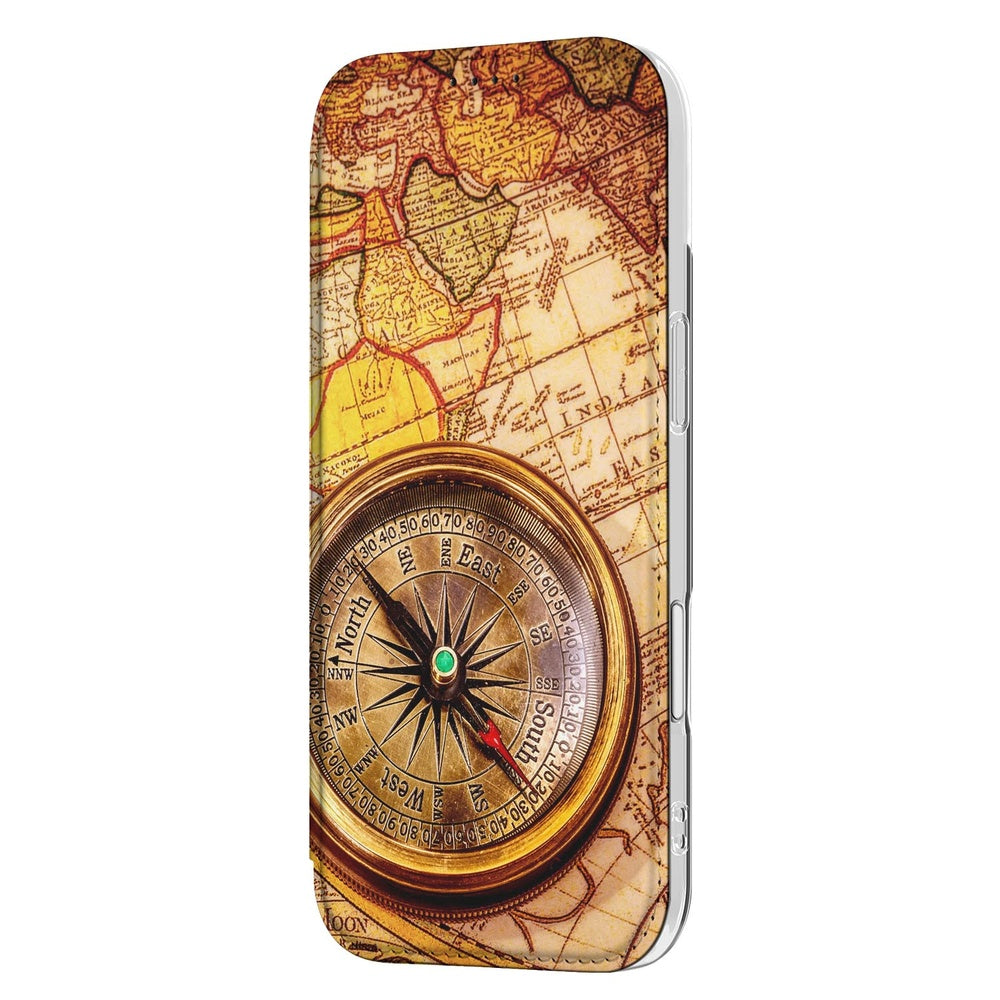 Apple iPhone Air Book Cover Kompas kompas ontwerp met wereldkaart achtergrond zijaanzicht
