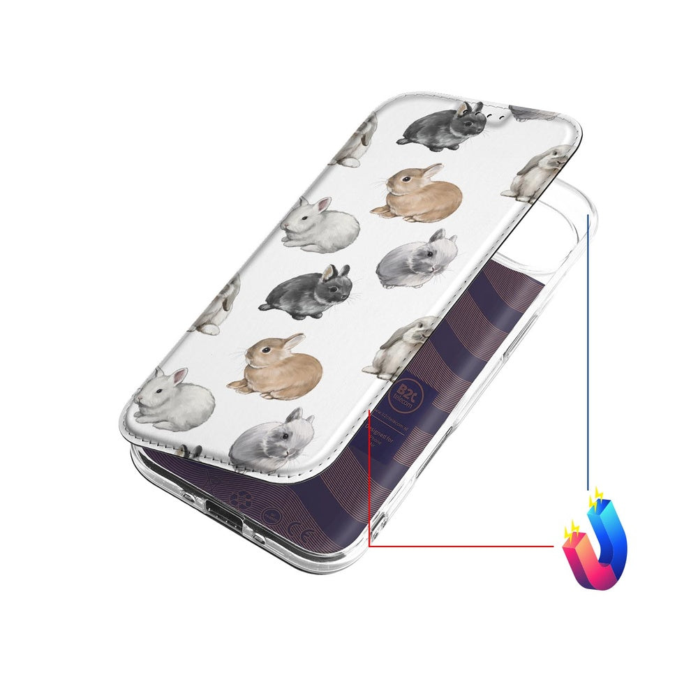 Bookcase Apple iPhone Air Konijntjes standcase design konijntjes bovenaanzicht