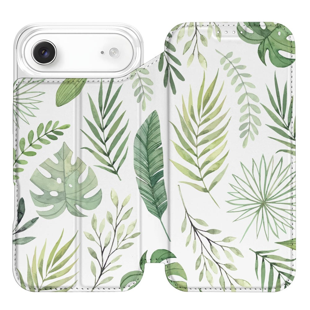 Book Cover iPhone Air Leaves standcase bladeren ontwerp voorkant