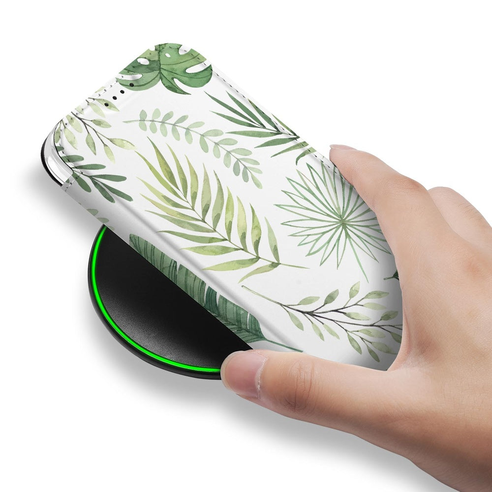 Book Cover iPhone Air Leaves standcase bladeren hand aanzicht