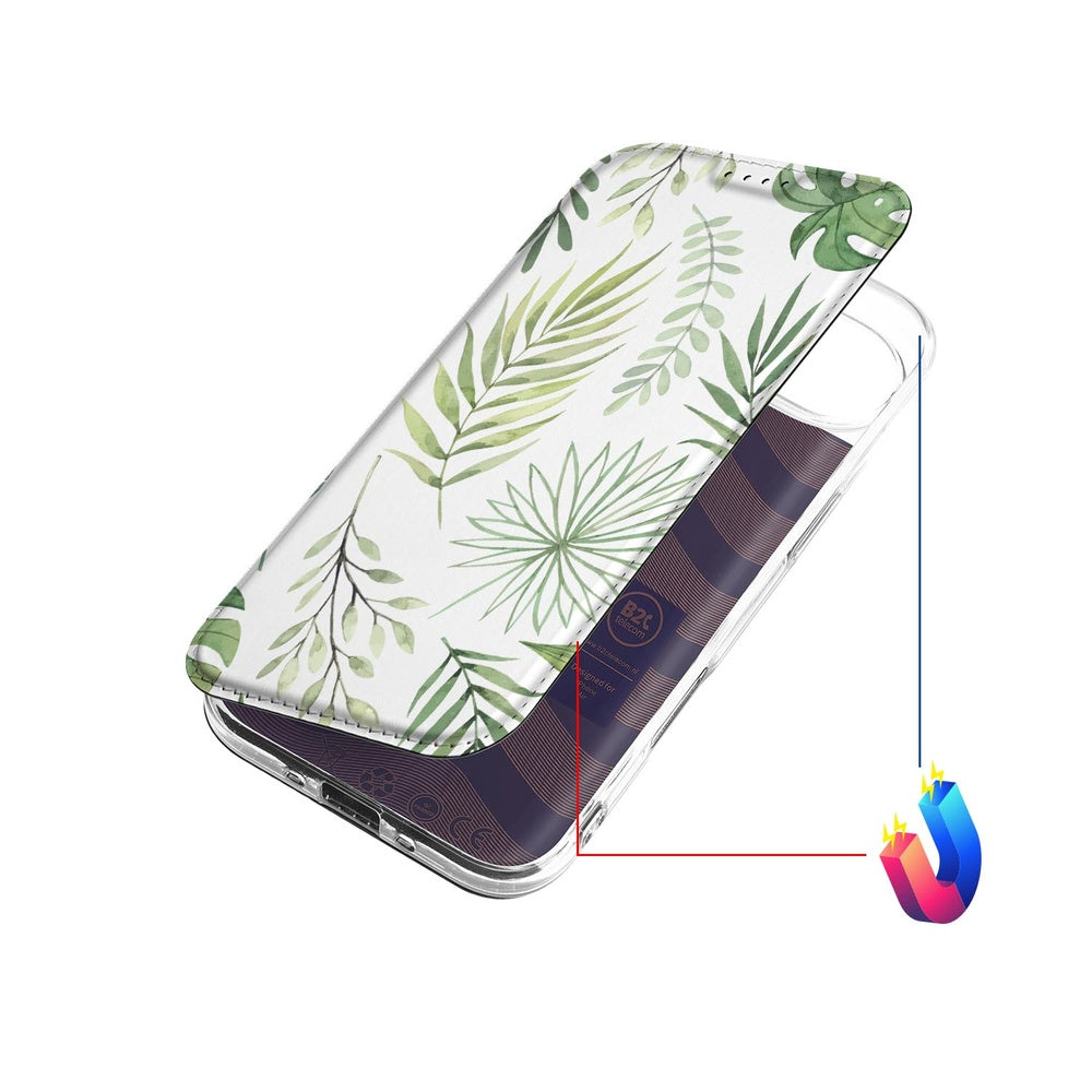 Book Cover iPhone Air Leaves standcase botanisch design bovenaanzicht