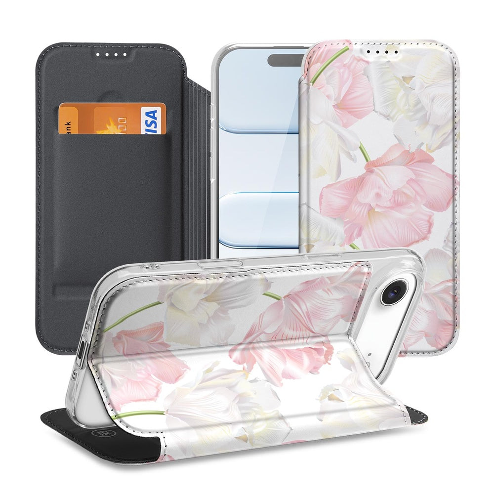 iPhone Air Book Wallet Case Lovely Flowers voorkant achterkant zijaanzicht