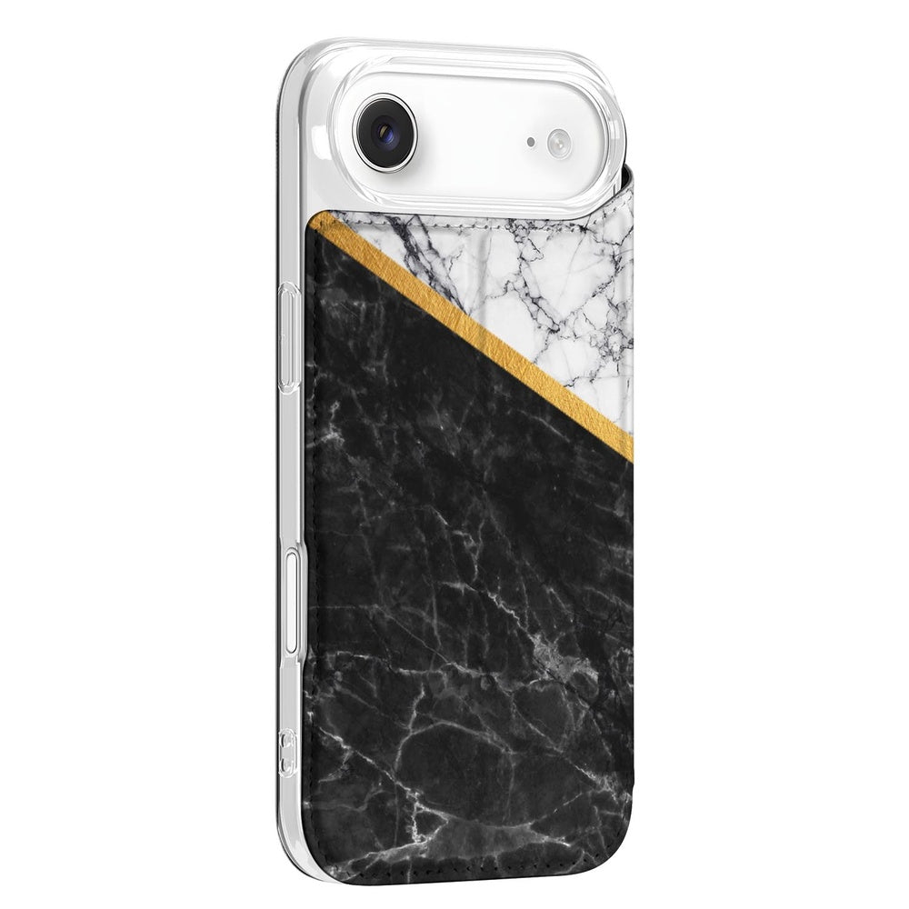 Apple iPhone Air Book Case Marble White Black zijkant