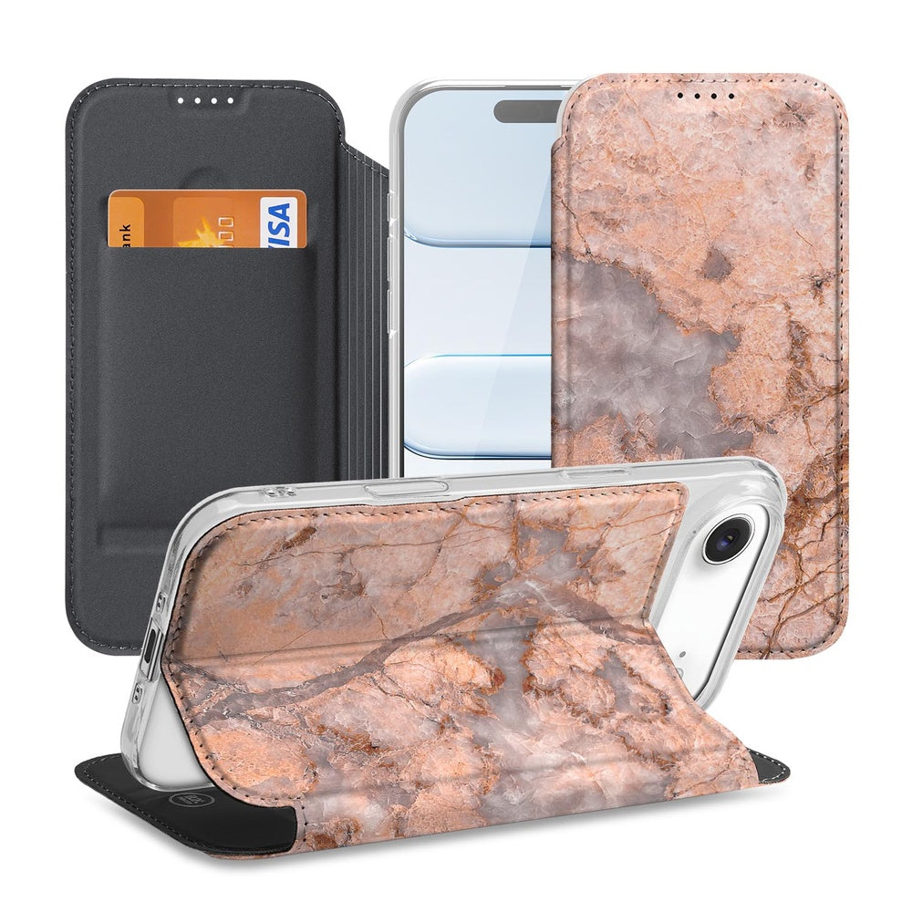 Apple iPhone Air Book Cover Apple iPhone Air Marmer Oranje case marmerprint oranje standcase