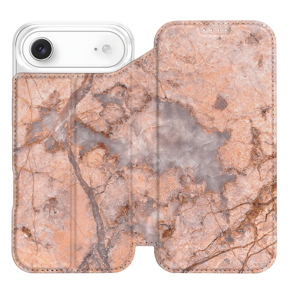Apple iPhone Air Book Cover Apple iPhone Air Marmer Oranje standcase marmerprint oranje vooraanzicht