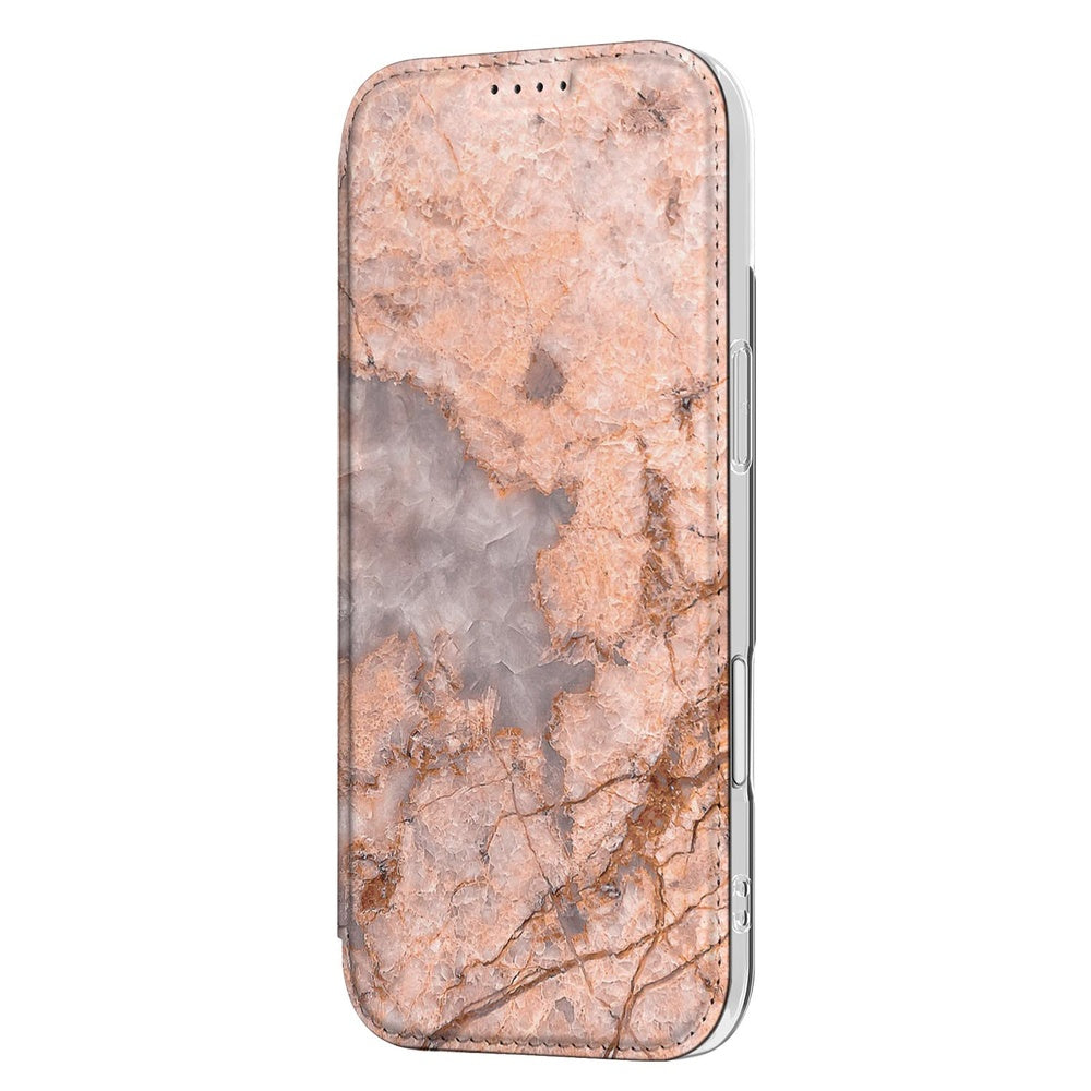 Apple iPhone Air Book Cover Marmer Oranje standcase vooraanzicht