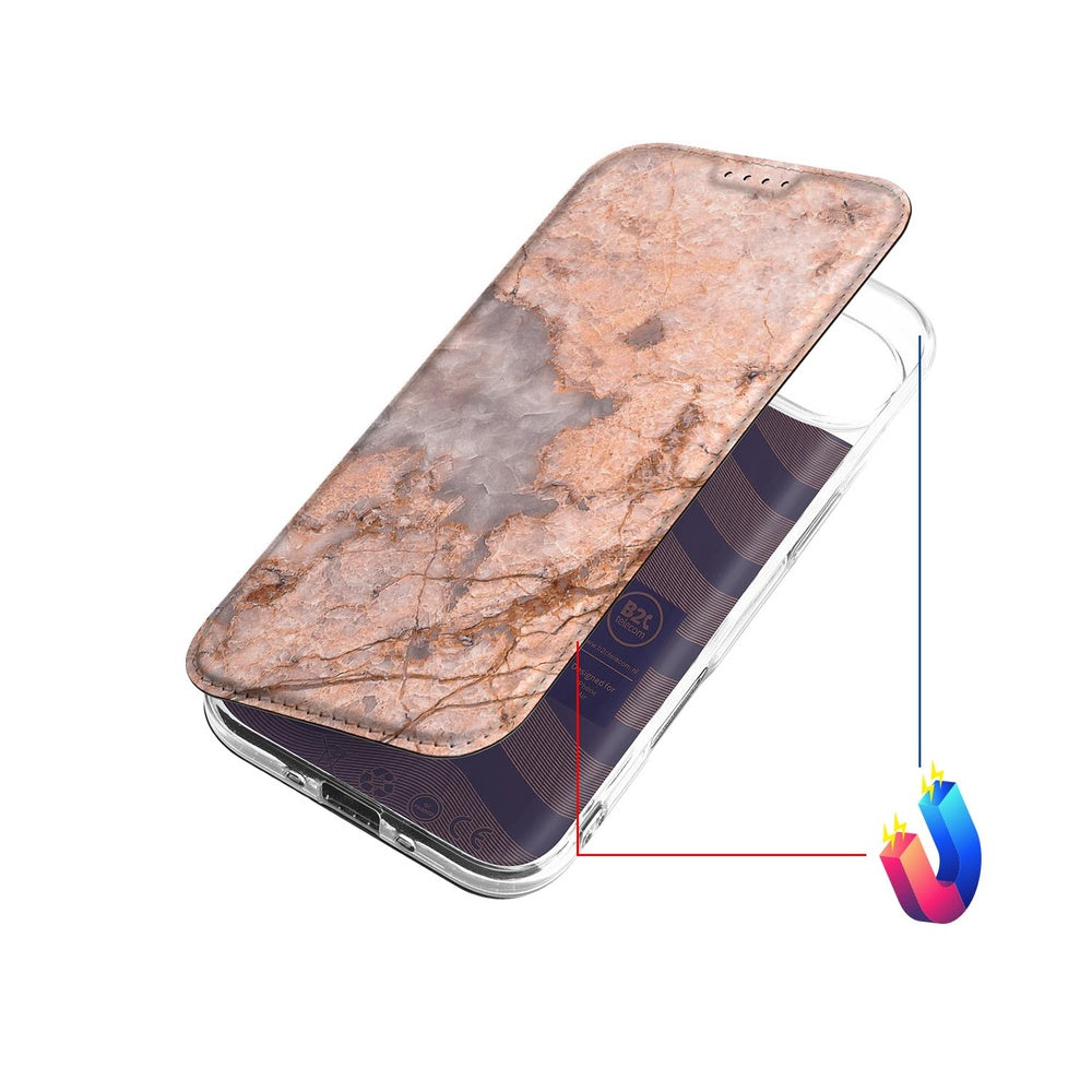 Apple iPhone Air Book Cover Apple iPhone Air Marmer Oranje design marmerprint aanzicht