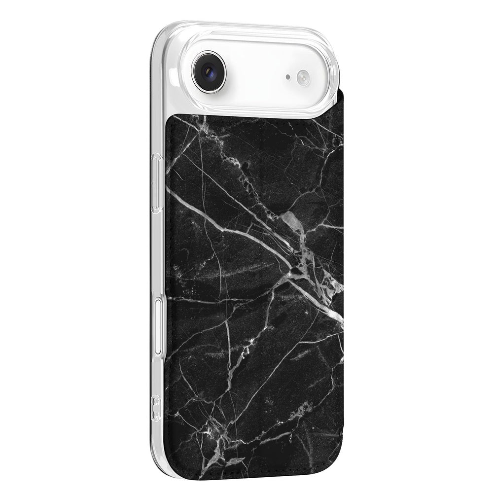 Apple iPhone Air Bookcase Wallet Case Marmer Zwart zwart marmer design achterkant