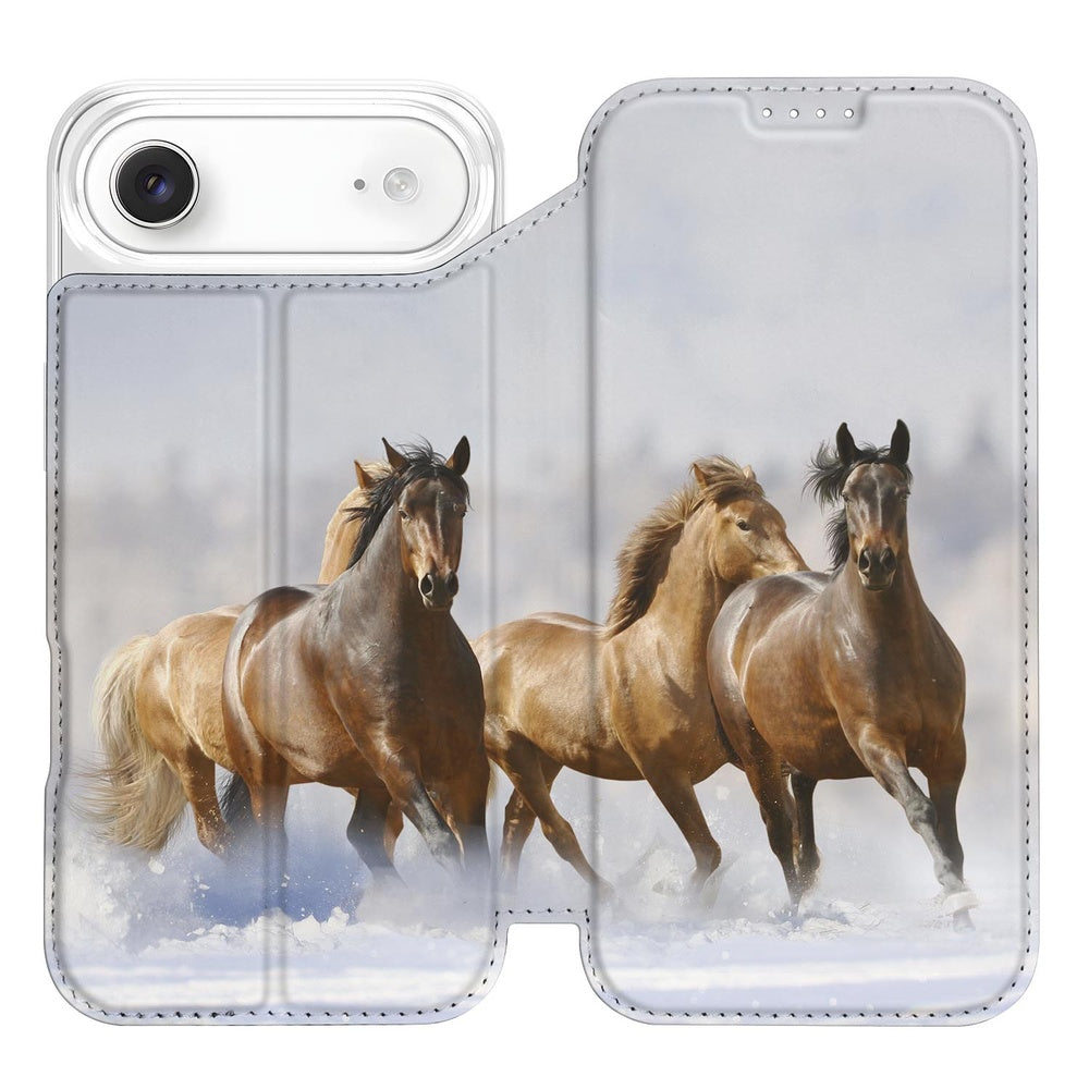 Book Wallet Case iPhone Air Paarden hoesje paardenillustratie voorkant