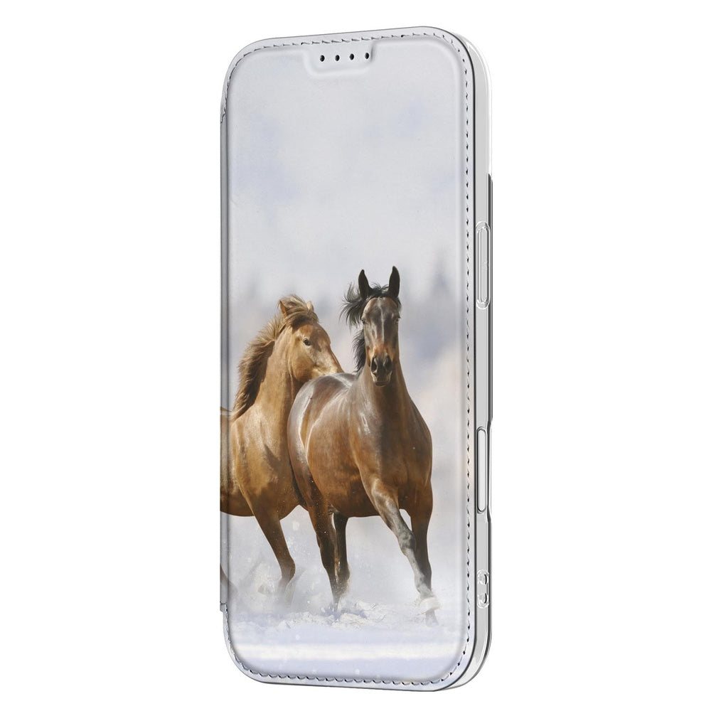Book Wallet Case iPhone Air Paarden paardenillustratie zijaanzicht