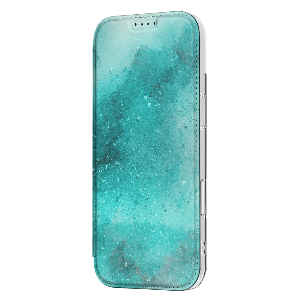 Apple iPhone Air Book Wallet Case Painting Blue voorkant kunstzinnig ontwerp