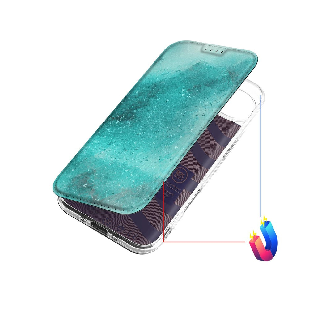Apple iPhone Air Book Wallet Case Painting Blue bovenaanzicht