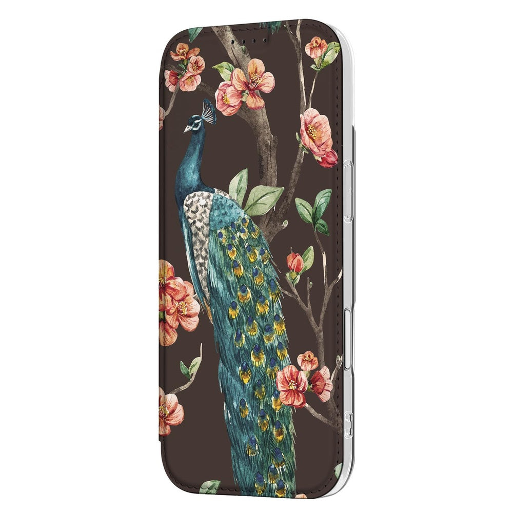 Book Cover Apple iPhone Air Pauw met Bloemen design pauw bloemen zijkant