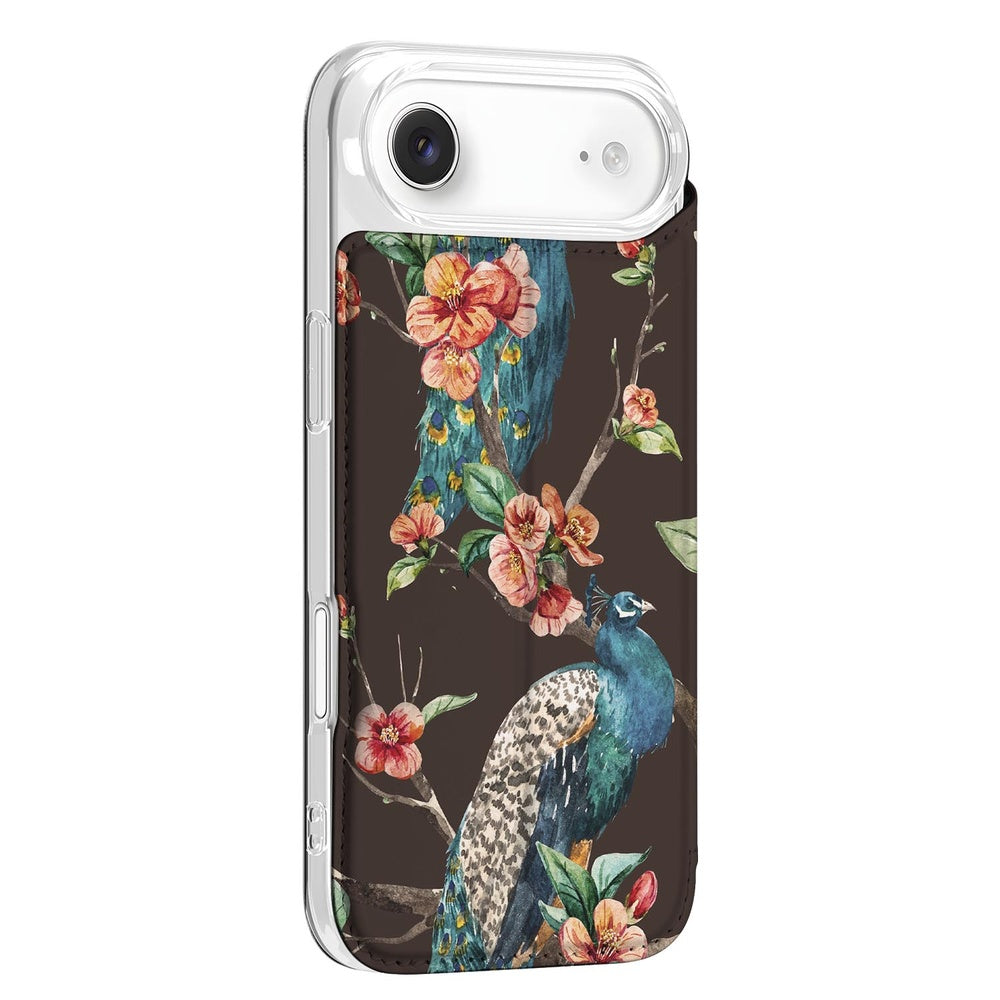 Book Cover Apple iPhone Air Pauw met Bloemen design pauw bloemen achterkant