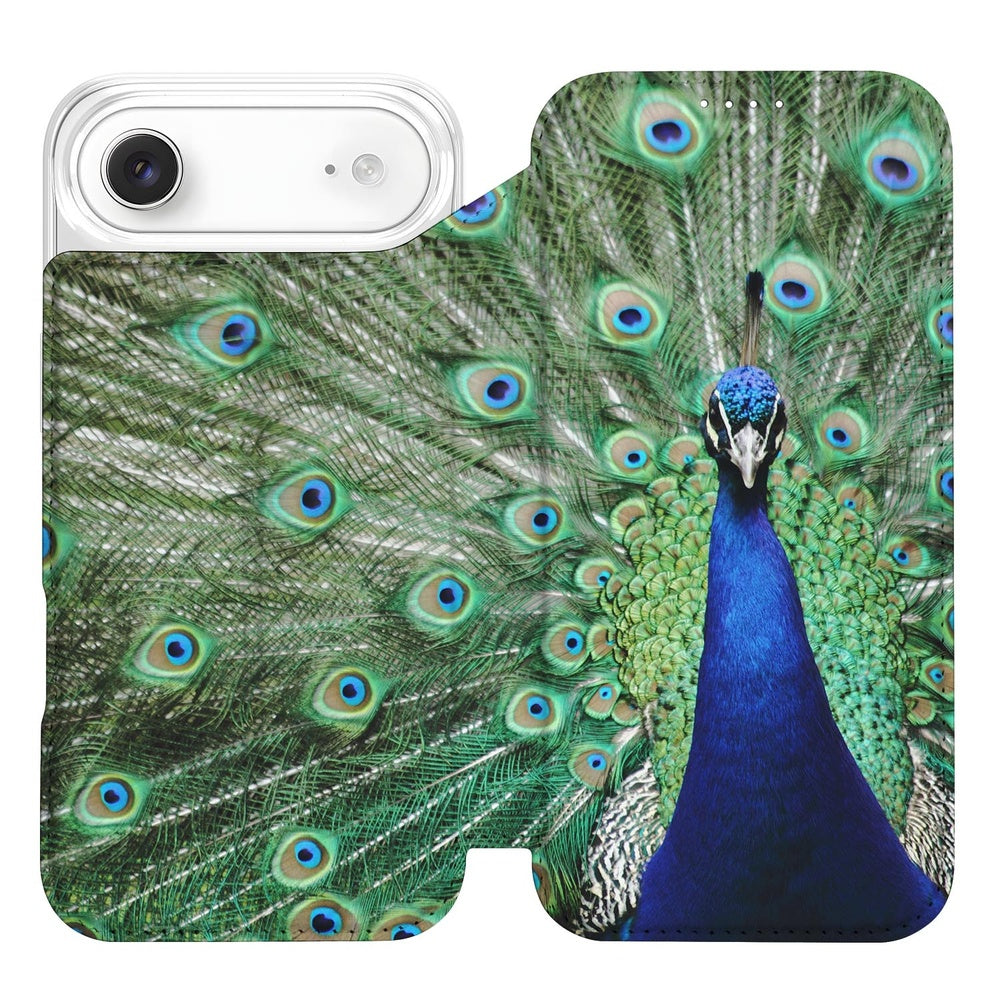 Apple iPhone Air Pauw Book Case pauwenmotief groen blauw aanzicht