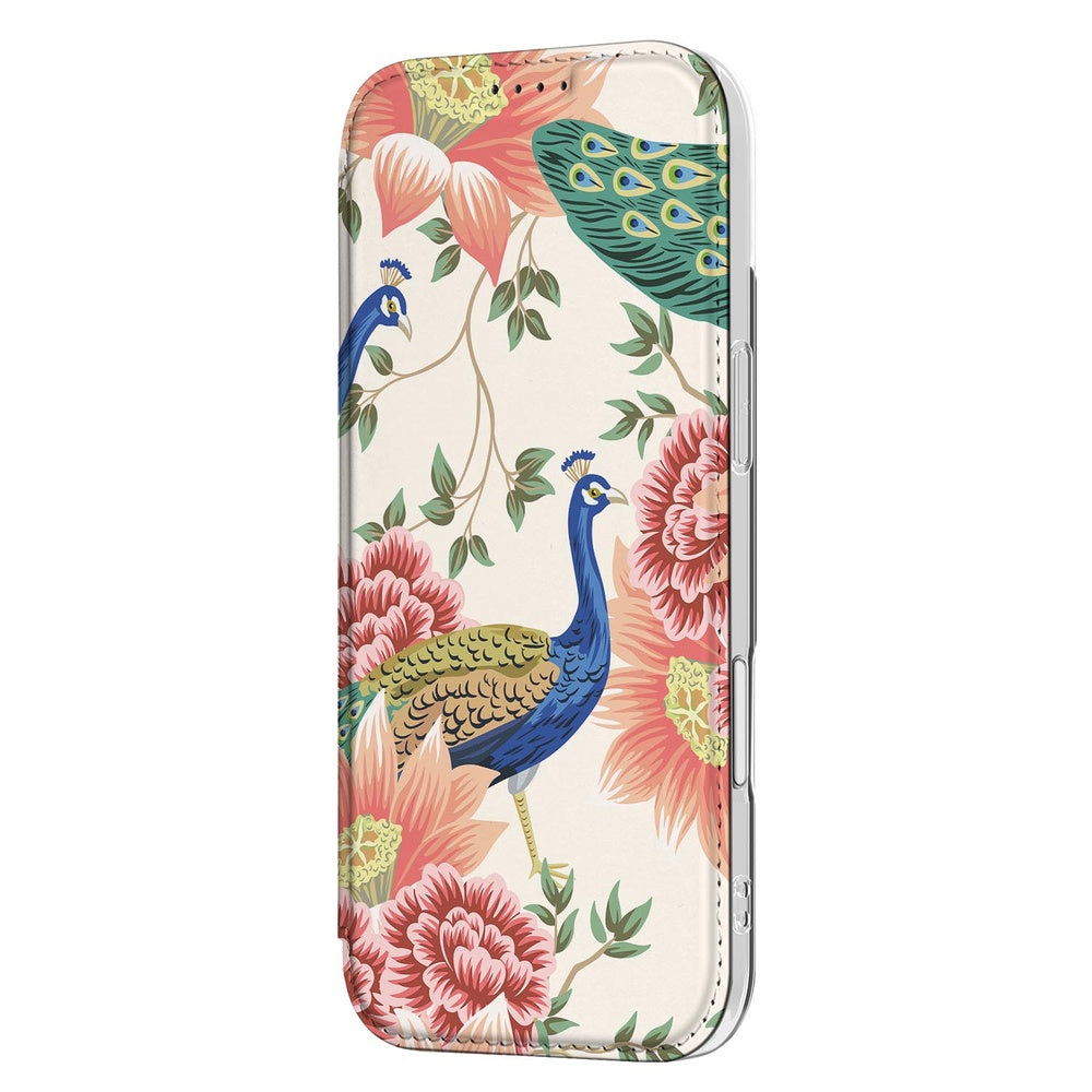 Bookcase Apple iPhone Air Pink Peacock hoesje peacock print zijaanzicht