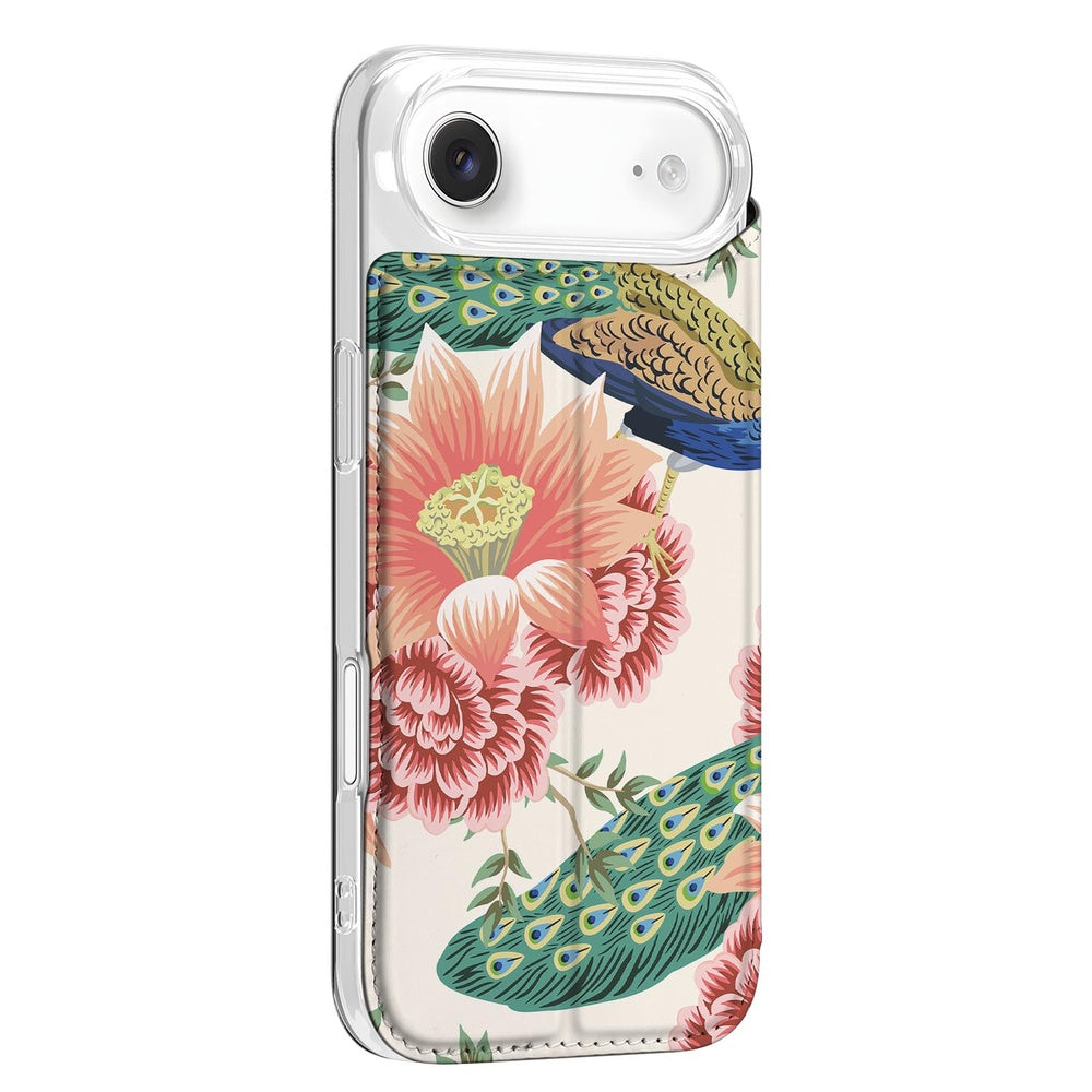 Apple iPhone Air Bookcase Pink Peacock achterkant kleurrijk ontwerp bloemen