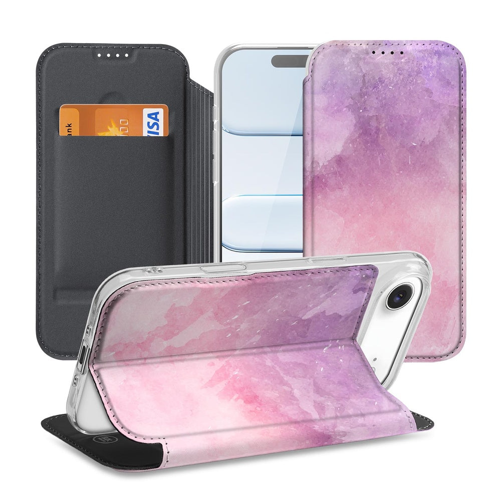 Apple iPhone Air Book Cover Pink Purple Paint voorkant achterkant zicht