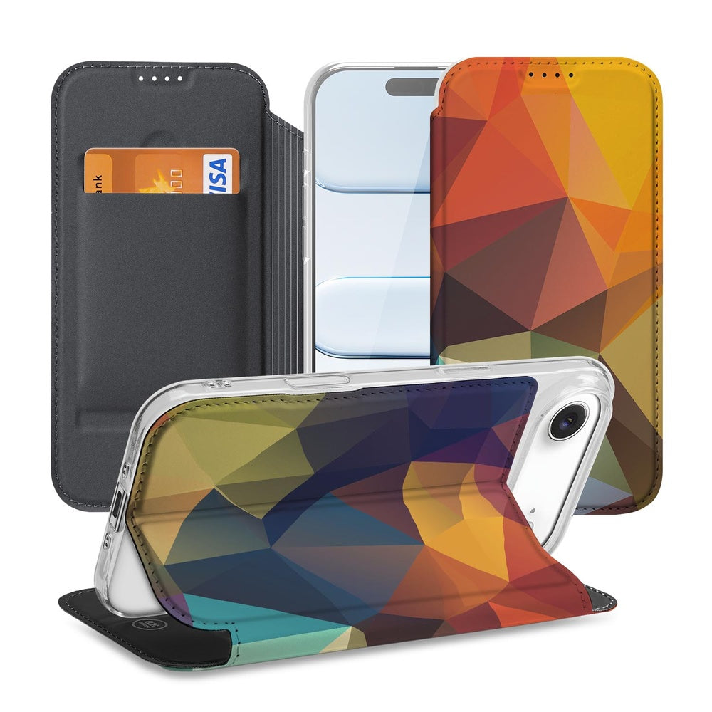 Apple iPhone Air Book Wallet Case Polygon Color voorkant zijkant