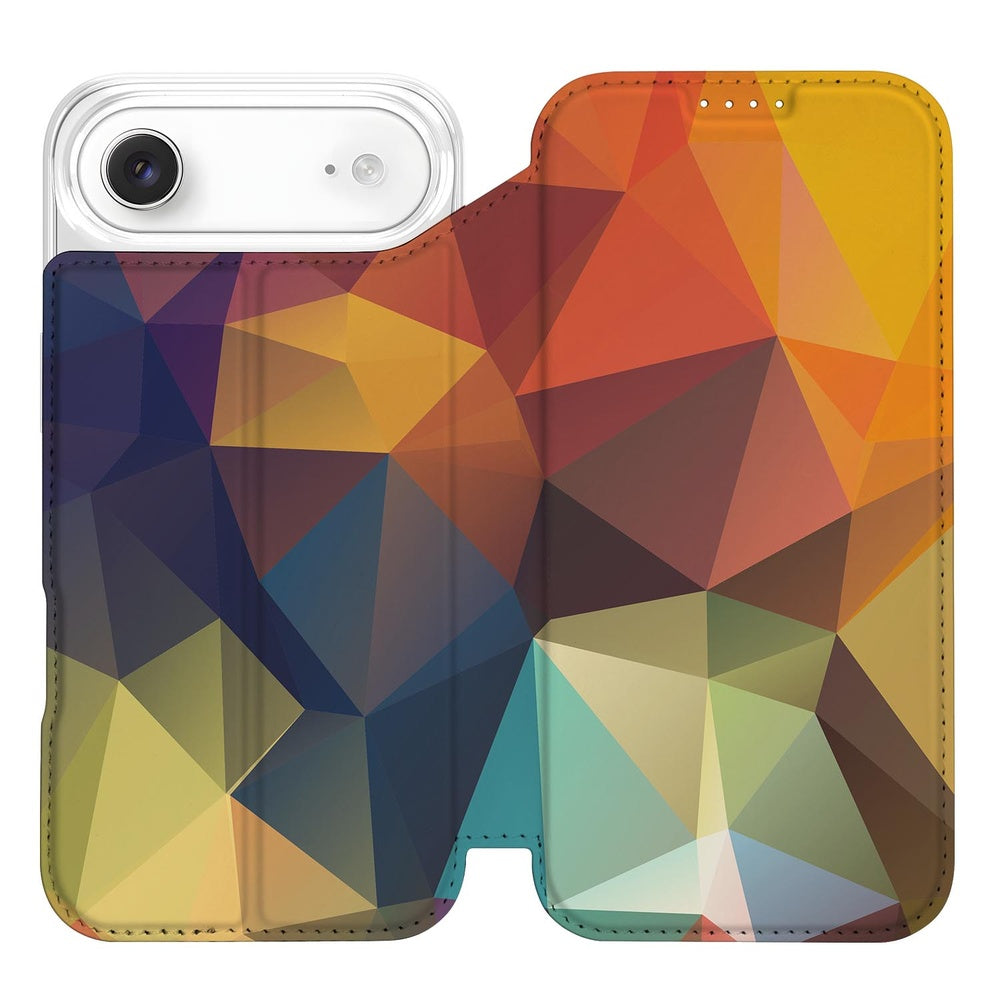Apple iPhone Air Book Wallet Case Polygon Color vooraanzicht