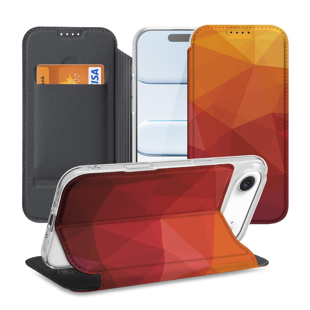 Apple iPhone Air Book Wallet Case Polygon Red stand pasjeshouder hoek