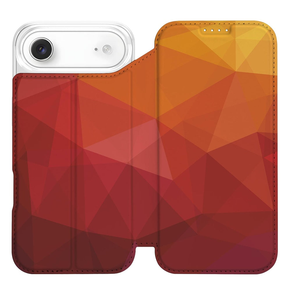 Apple iPhone Air Book Wallet Case Polygon Red voorkant