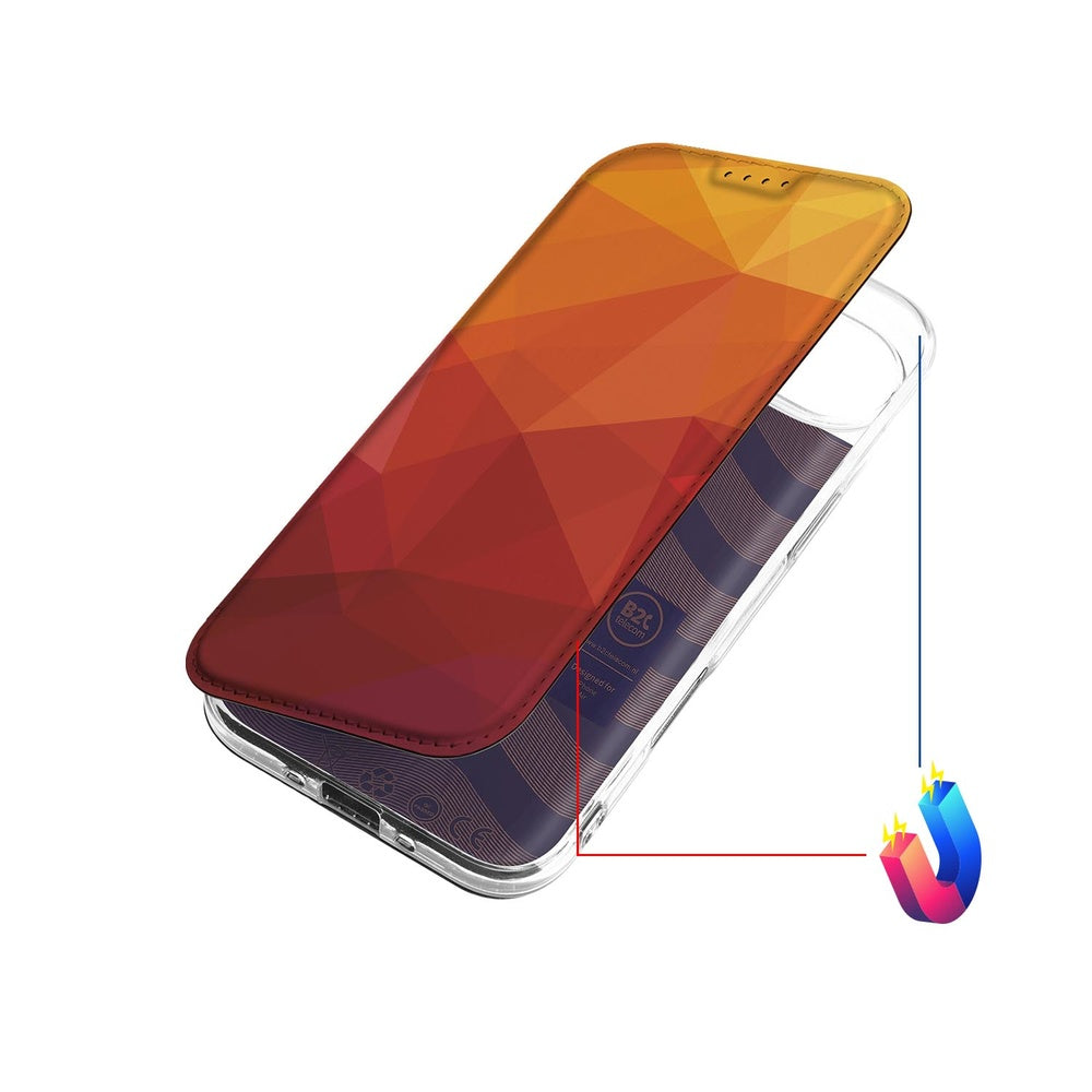 Apple iPhone Air Book Wallet Case Polygon Red bovenaanzicht