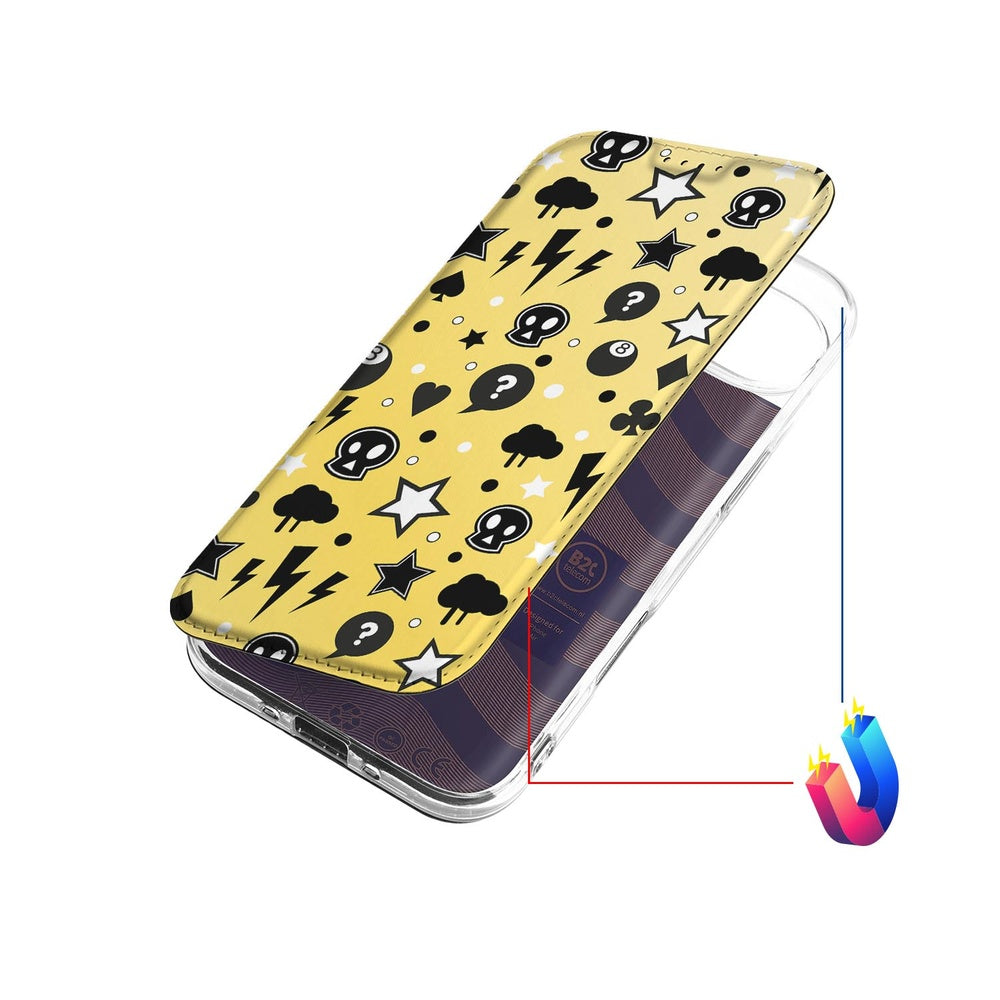 Book Case iPhone Air Punk Yellow design geel aanzicht