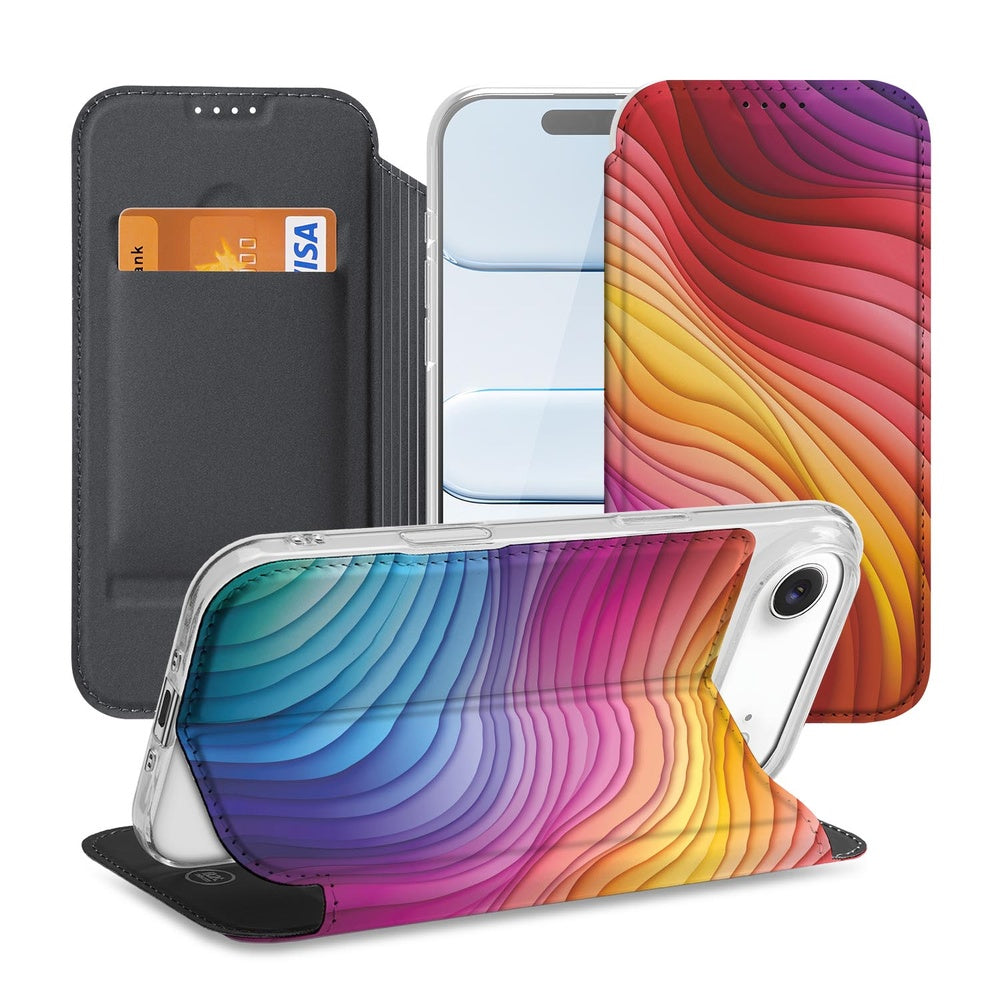 Apple iPhone Air Book Cover Apple iPhone Air Regenboog Stand Case voorkant achterkant