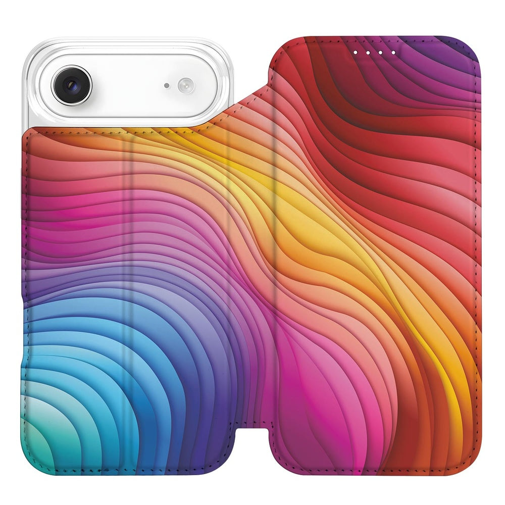 Apple iPhone Air Book Cover Regenboog Stand Case voorzijde
