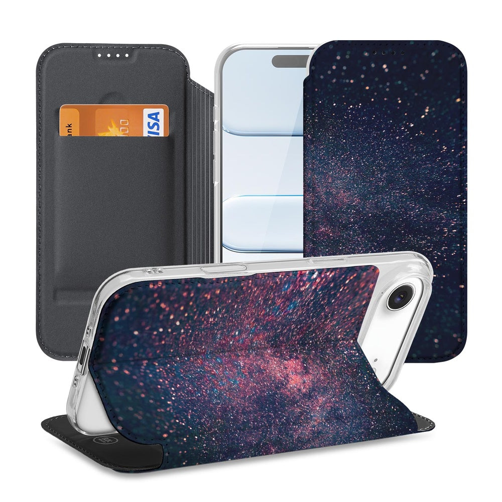 iPhone Air Book Wallet Case Stars design voorkant en achterkant