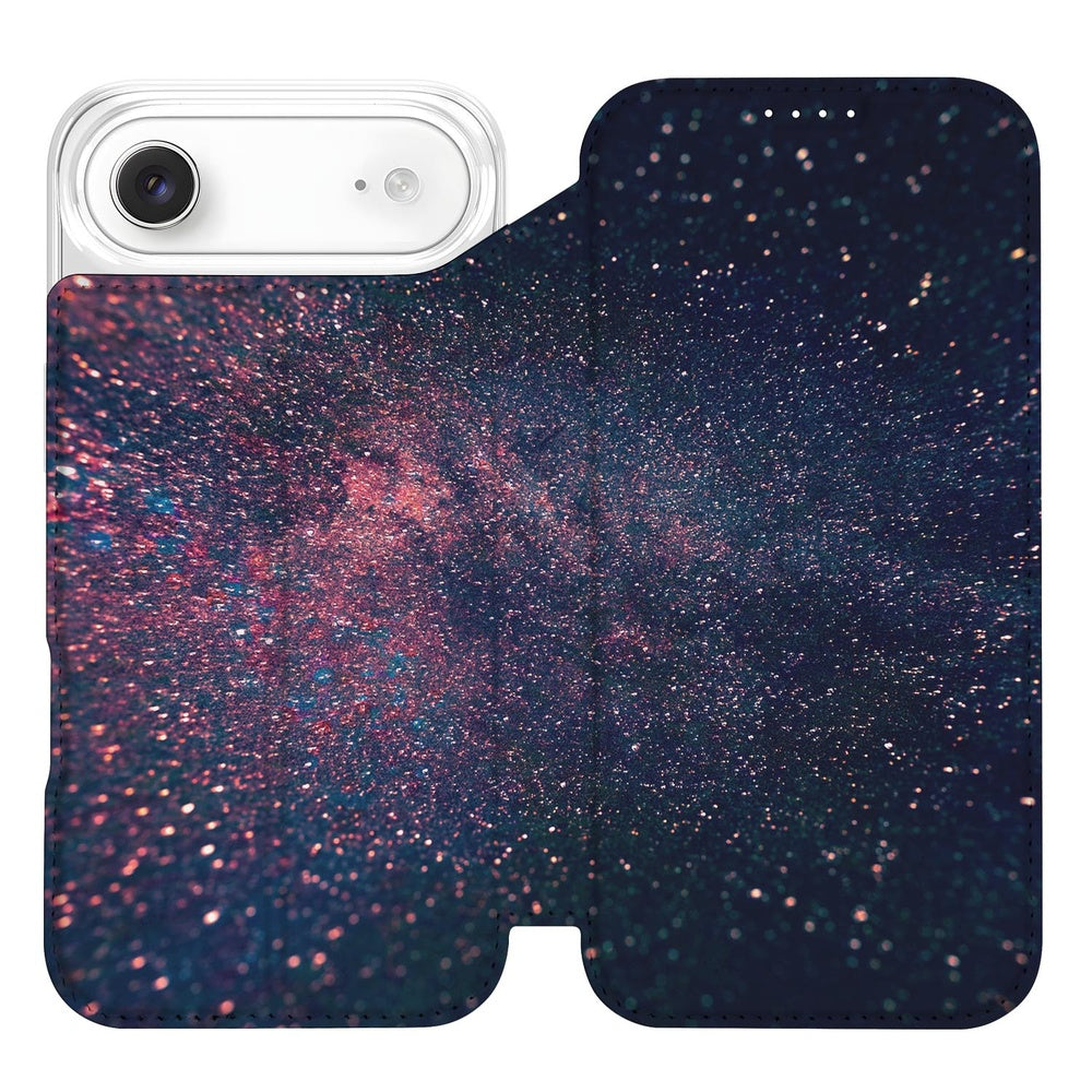 Book Wallet Case iPhone Air Stars design sterren galaxie aanzicht
