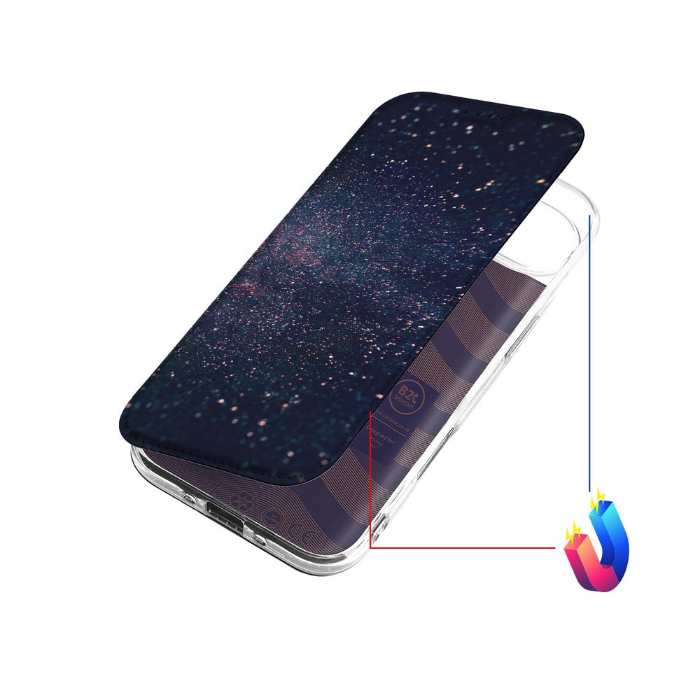 Book Wallet Case iPhone Air Stars design sterren achtergrond aanzicht