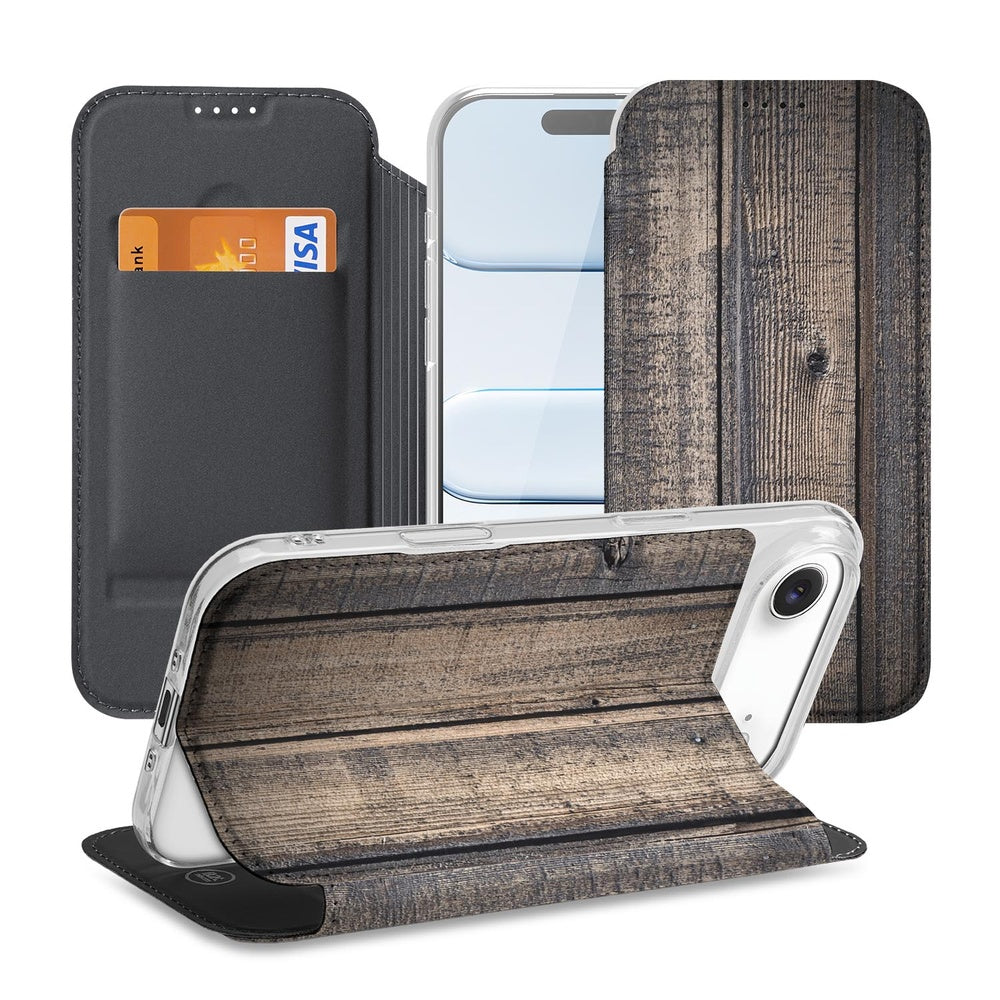 Book Case Apple iPhone Air Steigerhout wallet case steigerhout design front back