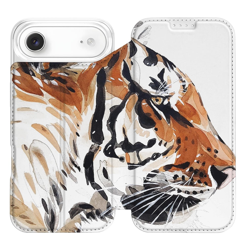 Apple iPhone Air Book Case Tiger watercolor design voorkant