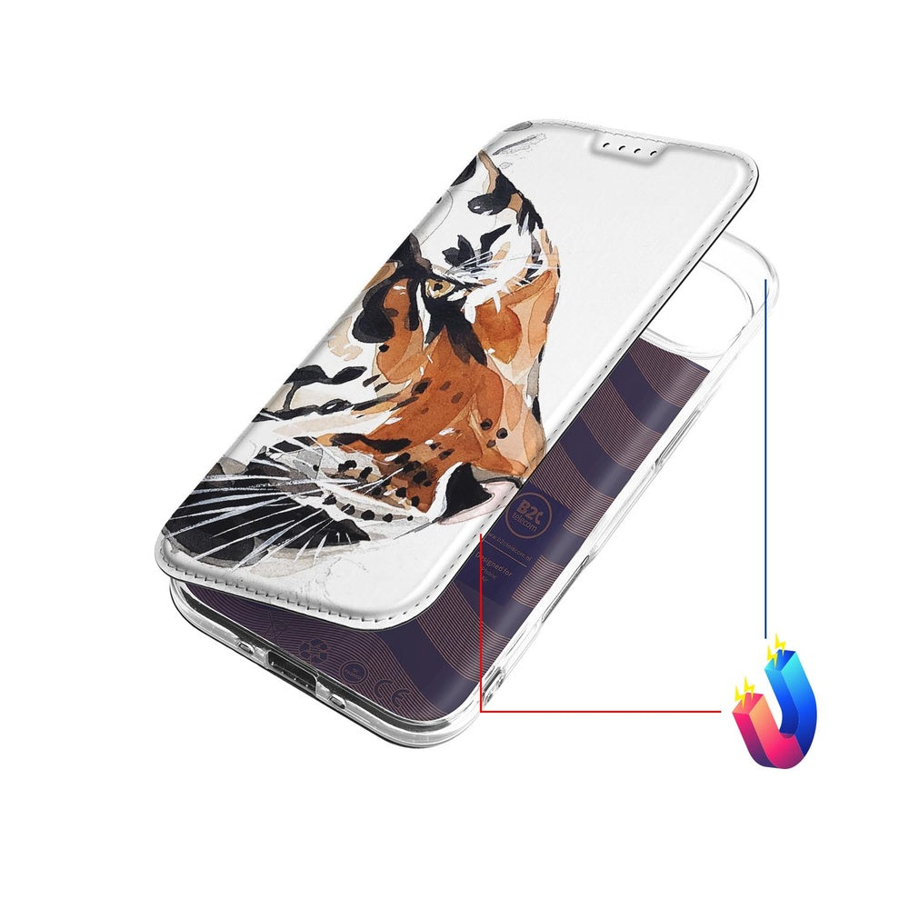 Apple iPhone Air Book Case Tiger watercolor design voorkant
