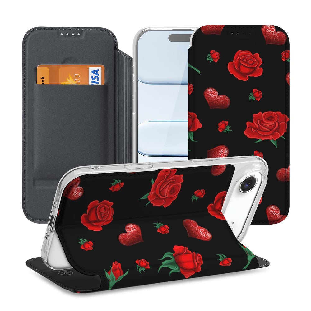 Apple iPhone Air Valentine Book Case standcase bloemen zwart