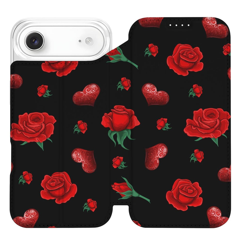 Apple iPhone Air Valentine Book Case rose hart bloemen design voorkant